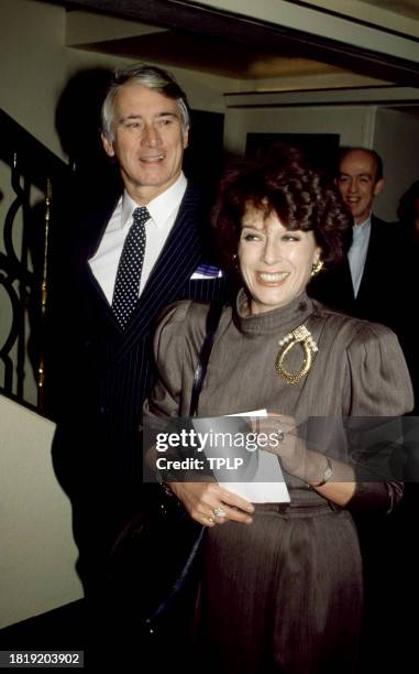 Welsh actor Keith Baxter and English actress Jill Gascoigne attend an unidentified event in London, England, December 15, 1989.