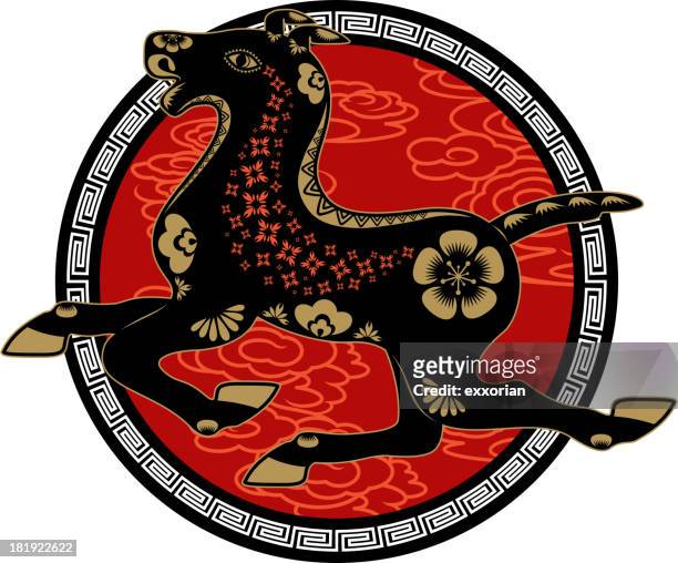 new year horse paper-cut art - year of the horse stock illustrations