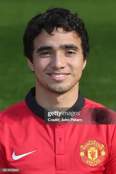 Rafael da Silva of Manchester United poses at the annual club photocall at Old Trafford on September 26, 2013 in Manchester, England.