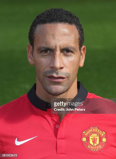 Rio Ferdinand of Manchester United poses at the annual club photocall at Old Trafford on September 26, 2013 in Manchester, England.