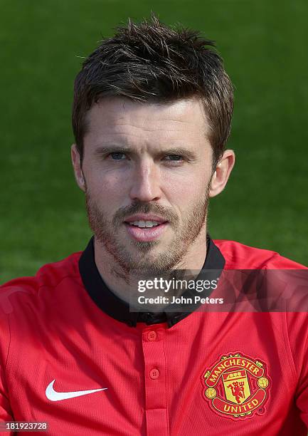 Michael Carrick of Manchester United poses at the annual club photocall at Old Trafford on September 26, 2013 in Manchester, England.