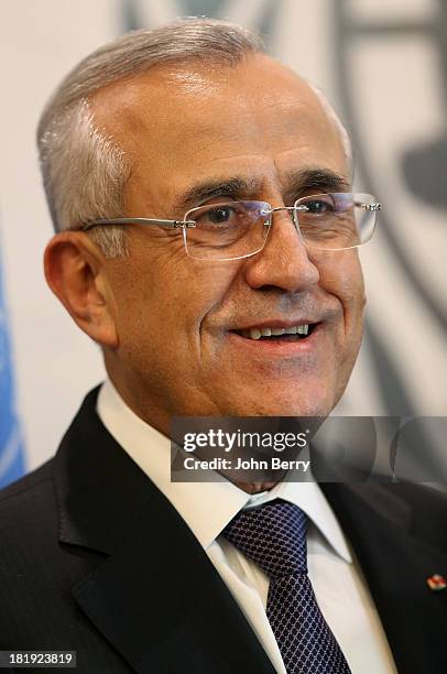 General Michel Sleiman, President of Lebanon attends the 68th session of the United Nations General Assembly on September 25, 2013 in New York City.