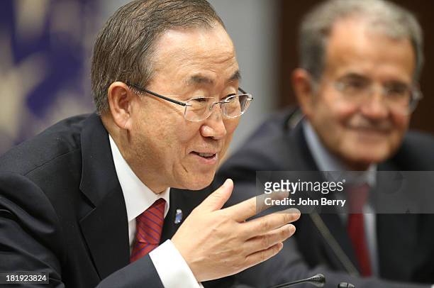 Secretary-General Ban Ki-moon and his Special Envoy to Sahel, Romano Prodi attend the 68th session of the United Nations General Assembly on...