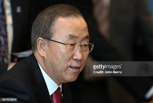 Secretary-General Ban Ki-moon attends the 68th session of the United Nations General Assembly on September 25, 2013 in New York City.