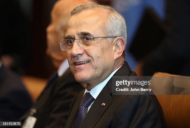 General Michel Sleiman, President of Lebanon attends the 68th session of the United Nations General Assembly on September 25, 2013 in New York City.