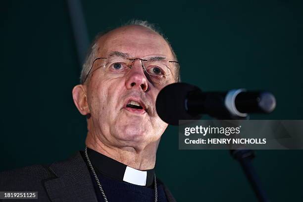 Archbishop of Canterbury Justin Welby addresses the "Building Bridges, Together for Humanity" vigil to "give a voice to the majority of the public...