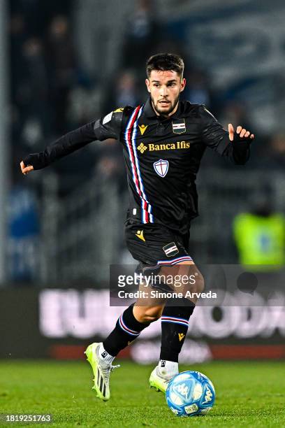 Gerard Yepes of Sampdoria is seen in action during the Serie B match between Brescia and UC Sampdoria at Stadio Mario Rigamonti on December 3, 2023...