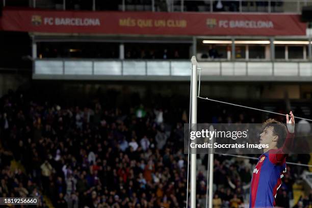 Joao Felix of FC Barcelona celebrates 1-0 during the LaLiga EA Sports match between FC Barcelona v Atletico Madrid at the Lluis Companys Olympic...