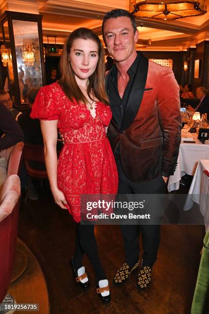 Gaia Wise and Luke Evans attend One Night Only at The Ivy West Street in partnership with Acting for Others on December 3, 2023 in London, England.