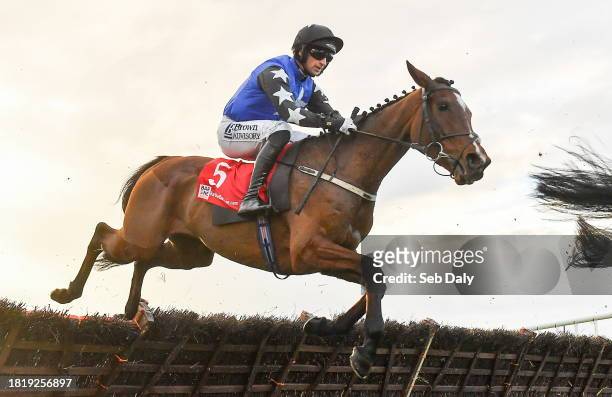 Meath , Ireland - 3 December 2023; Ashroe Diamond, with Patrick Mullins up, during the the Bar One Racing Hatton's Grace Hurdle on day two of the...