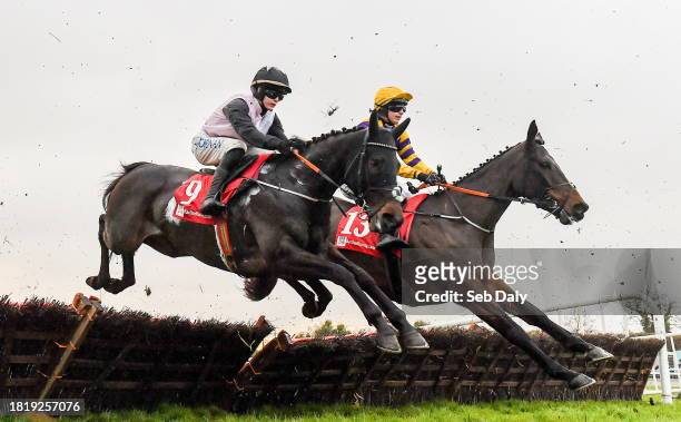 Meath , Ireland - 3 December 2023; Foxy Girl, left, with Rachael Blackmore up, and Conyers Hill, right, with Sean O'Keeffe up, during the Bar One...