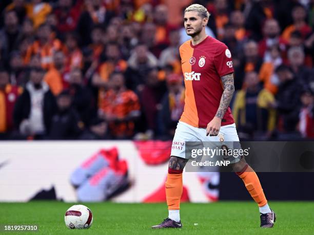 Mauro Icardi of Galatasaray during the Turkish superlig match between Galatasaray and Alanyaspor at the Rams Global Stadium on November 25 in...