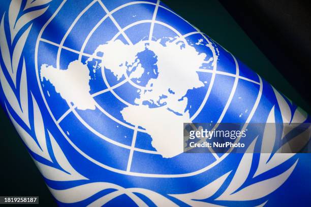 United Nations flag is seen during the 28th Conference of the Parties to the United Nations Framework Convention on Climate Change, which takes place...