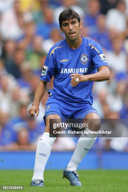 August 21: Paulo Ferreira of Chelsea FC kicking during the Premier League match between Chelsea and Arsenal at the Stamford Bridge on August 21, 2005...