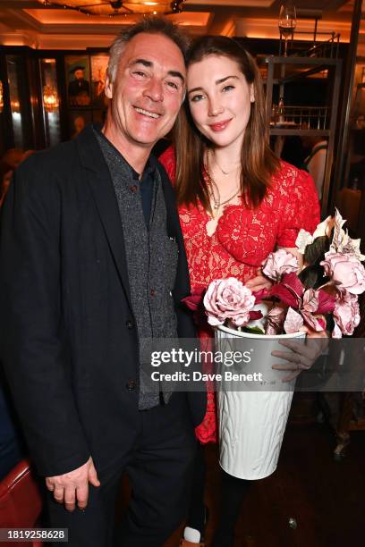 Greg Wise and Gaia Wise attend One Night Only at The Ivy West Street in partnership with Acting for Others on December 3, 2023 in London, England.