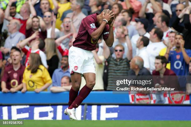 August 21: Thierry Henry of Arsenal FC reacts during the Premier League match between Chelsea and Arsenal at the Stamford Bridge on August 21, 2005...
