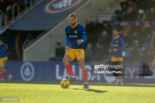 Diego Gonzalez of FC Andorra is in action during the LaLiga Hypermotion 2023 - 2024 match between FC Andorra and SD Huesca at Estadi Nacional...