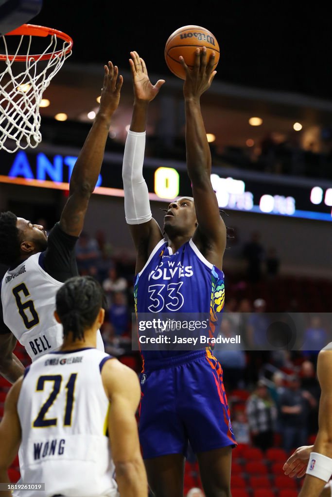 Iowa Wolves Action Leonard Miller of the Iowa Wolves shoots the ball during the game ...