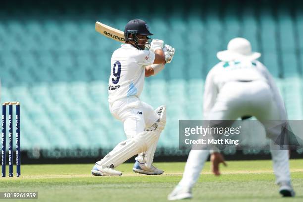 Ollie Davies of New South Wales bats during the Sheffield Shield match between New South Wales and Tasmania at SCG, on November 29 in Sydney,...