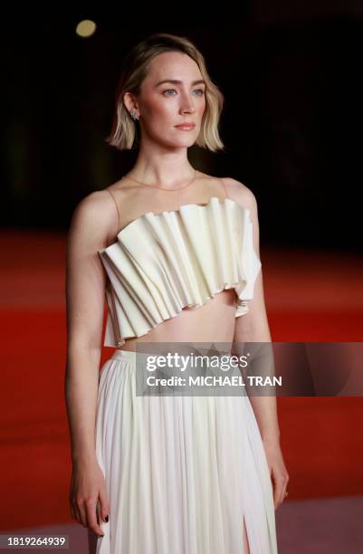 Irish actress Saoirse Ronan attends the 3rd Annual Academy Museum Gala at the Academy Museum of Motion Pictures in Los Angeles, December 3, 2023.