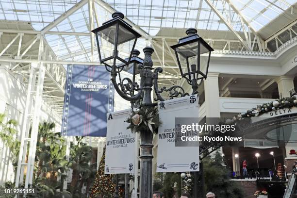 Photo taken on Dec. 3 shows the venue of Major League Baseball's winter meetings in Nashville, Tennessee, on Dec. 3 the day before the four-day event...