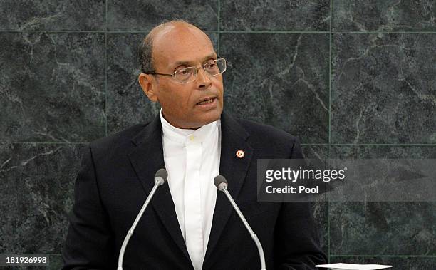 President of the Republic of Tunisia Mohamed Moncef Marzouki addresses the 68th United Nations General Assembly at U.N. Headquarters on September 26,...