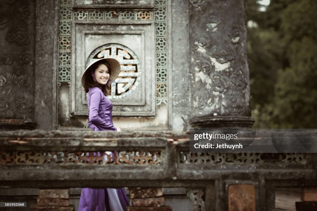 The Vietnamese Girl with Violet Ao Dai