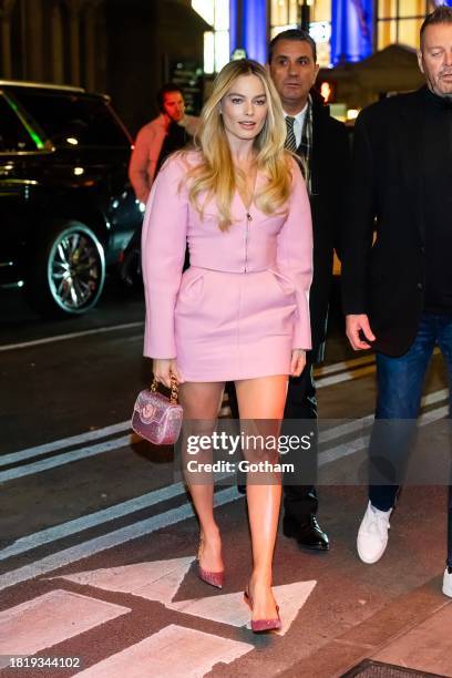 Margot Robbie is seen in Midtown on November 28, 2023 in New York City.