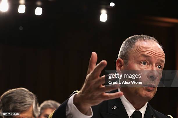 National Security Agency Director General Keith Alexander testifies during a hearing before the Senate Intelligence Committee September 26,2 103 on...