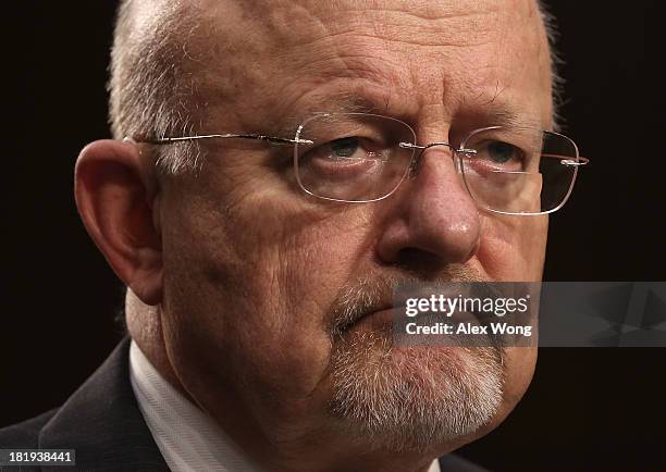Director of National Intelligence James Clapper testifies during a hearing before the Senate Intelligence Committee September 26,2 103 on Capitol...