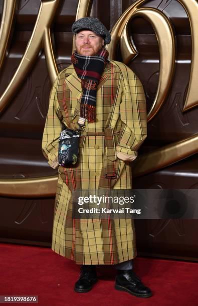 Leigh Francis arrives at the "Wonka" World Premiere at The Royal Festival Hall on November 28, 2023 in London, England.