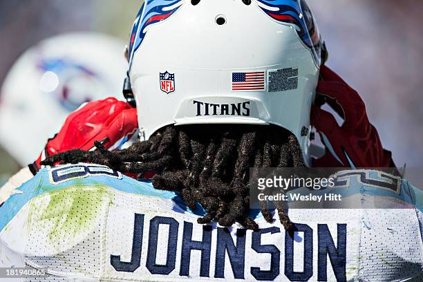 Chris Johnson of the Tennessee Titans on the sidelines during a game against the San Diego Chargers at LP Field on September 22, 2013 in Nashville,...