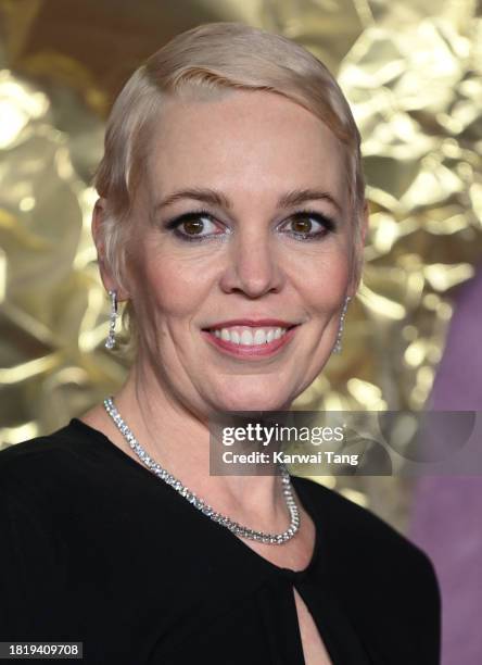 Olivia Colman arrives at the "Wonka" World Premiere at The Royal Festival Hall on November 28, 2023 in London, England.