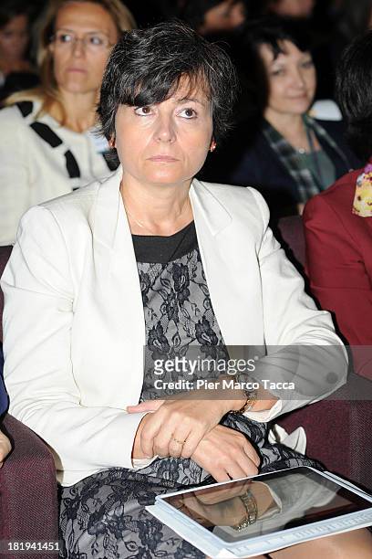 Minister of Education, University and Research Maria Chiara Carrozza attends the "Women, Science and Technology" convention at Museo della Scienza e...