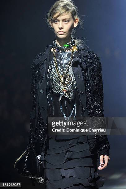 Model walks the runway during Lanvin show as part of the Paris Fashion Week Womenswear Spring/Summer 2014 on September 26, 2013 in Paris, France.