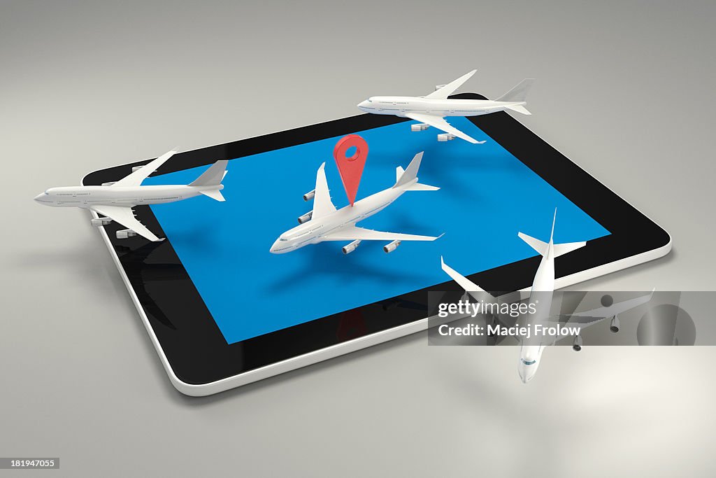 Airplane with GPS marker on it