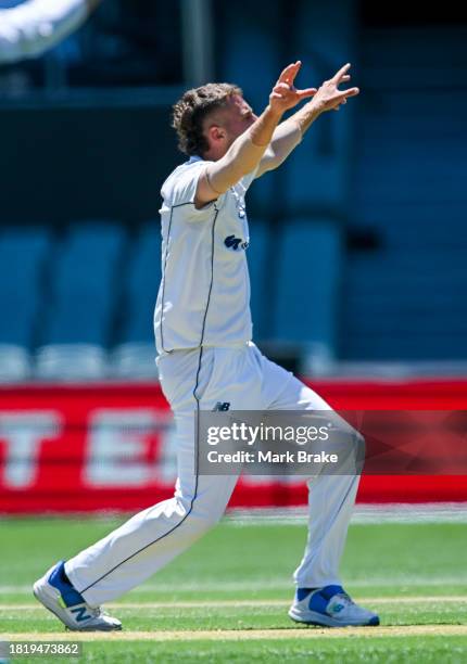 Fergus O'Neill of the Bushrangers appeals for lbw against Jake Carder of the Redbacks during the Sheffield Shield match between South Australia and...