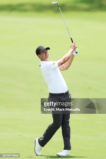 Adam Scott plays a practise round ahead of the ISPS HANDA Australian Open at The Australian Golf Course on November 29, 2023 in Sydney, Australia.
