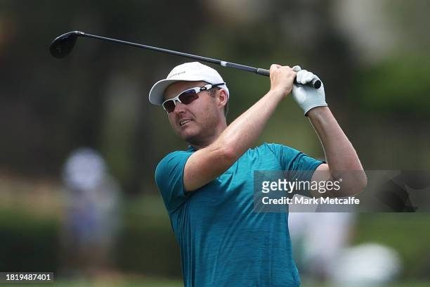 Matthew Griffin plays a practise round ahead of the ISPS HANDA Australian Open at The Australian Golf Course on November 29, 2023 in Sydney,...