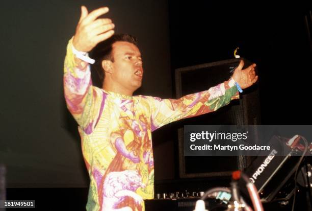 Paul Oakenfold performs on stage at Glastonbury Festival, 1994.