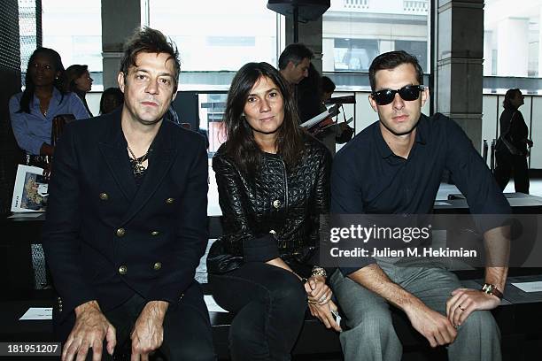 Jamie Hince, Emmanuelle Alt and Mark Ronson attend the IRFE show as part of the Paris Fashion Week Womenswear Spring/Summer 2014 on September 26,...