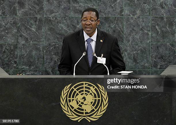 Nassirou Bako Arifari, Foreign Minister of Benin, speaks during the 68th Session of the United Nations General Assembly September 26, 2013 at UN...