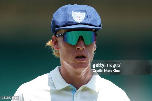 Jack Nisbet of New South Wales looks on during the Sheffield Shield match between New South Wales and Tasmania at SCG, on November 29 in Sydney,...