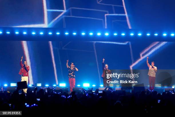 Kendall Schmidt, Logan Henderson, Carlos PenaVega and James Maslow of Big Time Rush perform onstage during iHeartRadio 106.1 KISS FM's Jingle Ball...