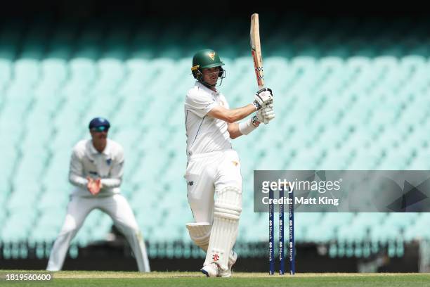 Bradley Hope of the Tigers bats during the Sheffield Shield match between New South Wales and Tasmania at SCG, on November 29 in Sydney, Australia.