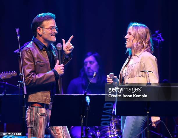 Waylon Payne and Sheryl Crow perform during the Keith Gattis Tribute Show at Brooklyn Bowl Nashville on November 28, 2023 in Nashville, Tennessee.