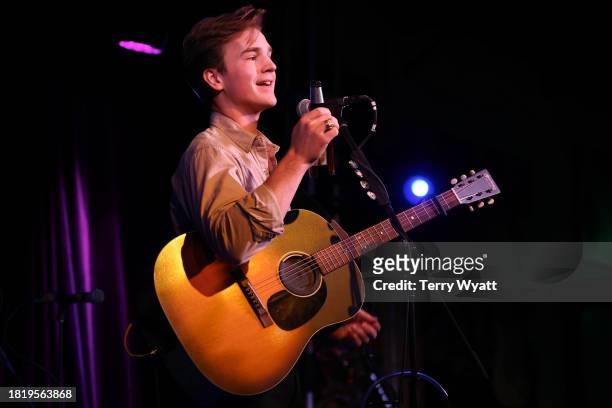 Keller Cox performs on stage at 3rd & Lindsley on November 28, 2023 in Nashville, Tennessee.