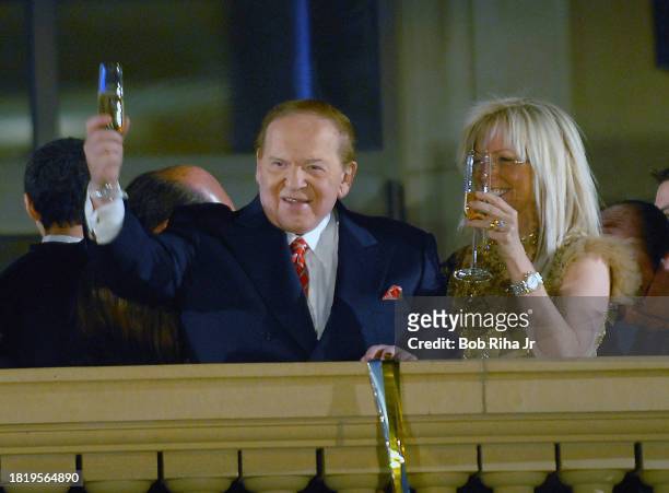 The Palazzo and Venetian Hotel Chairman Sheldon Adelson and his wife Dr. Miriam Adelson celebrate during Grand Opening at The Palazzo Las Vegas,...