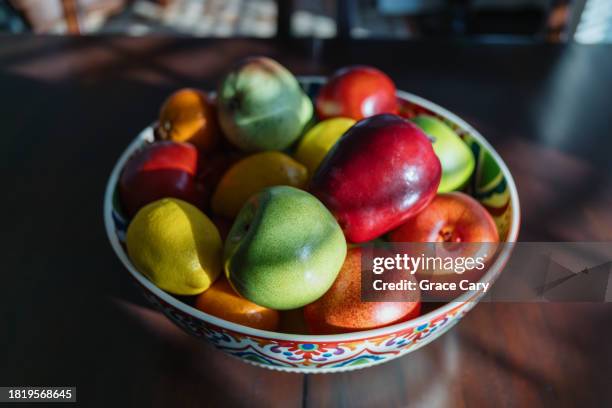 fruit bowl centerpiece - fruitschaal stockfoto's en -beelden