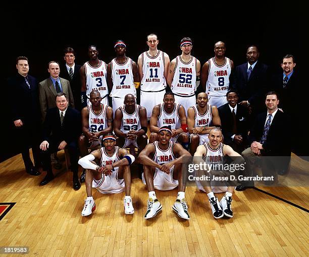 Eastern Conference All-Stars and coaches Dan Burke, Jim Stack, Ben Wallace, Jermaine O'Neal#7, Zydrunas Ilgauskas, Brad Miller, Antoine Walker, Mark...